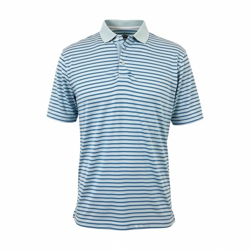 Bollé Tech XXL Men's Striped Light Blue Short Sleeve Golf Polo Shirt